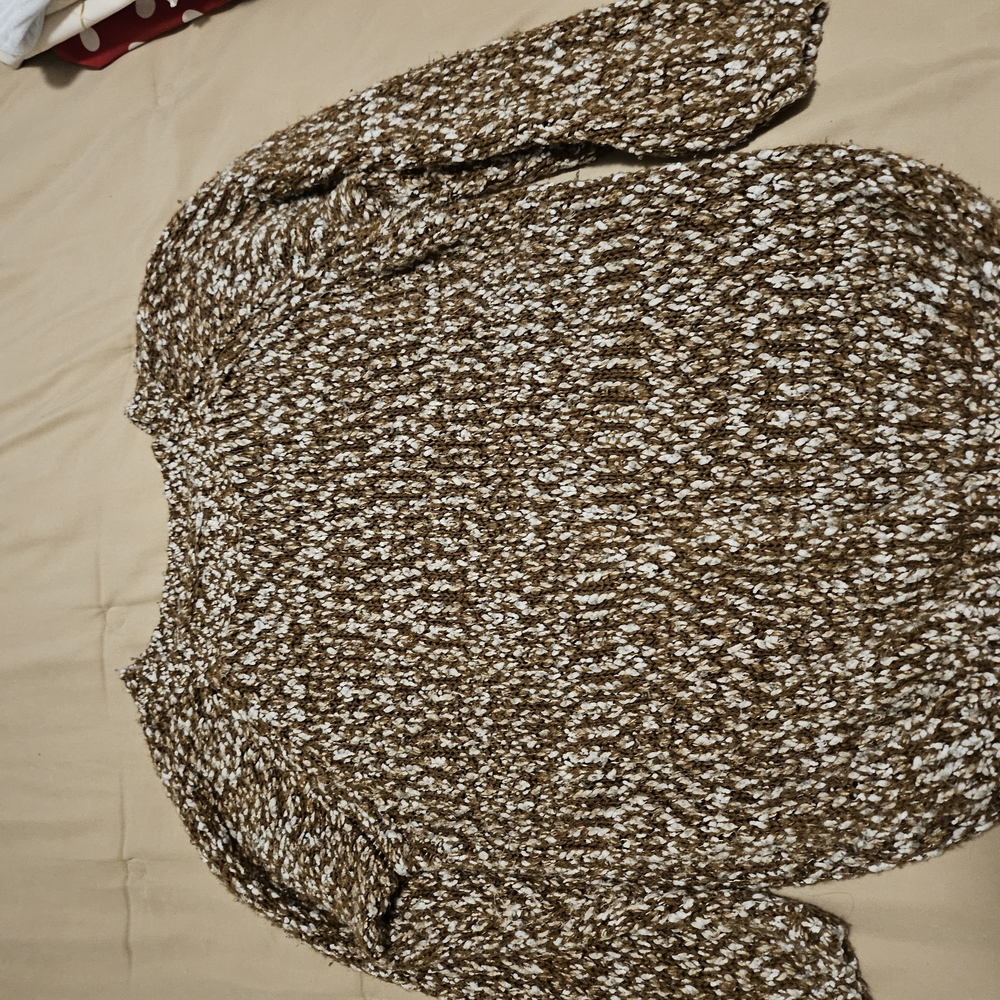 Cozy Brown and White Knit Sweater